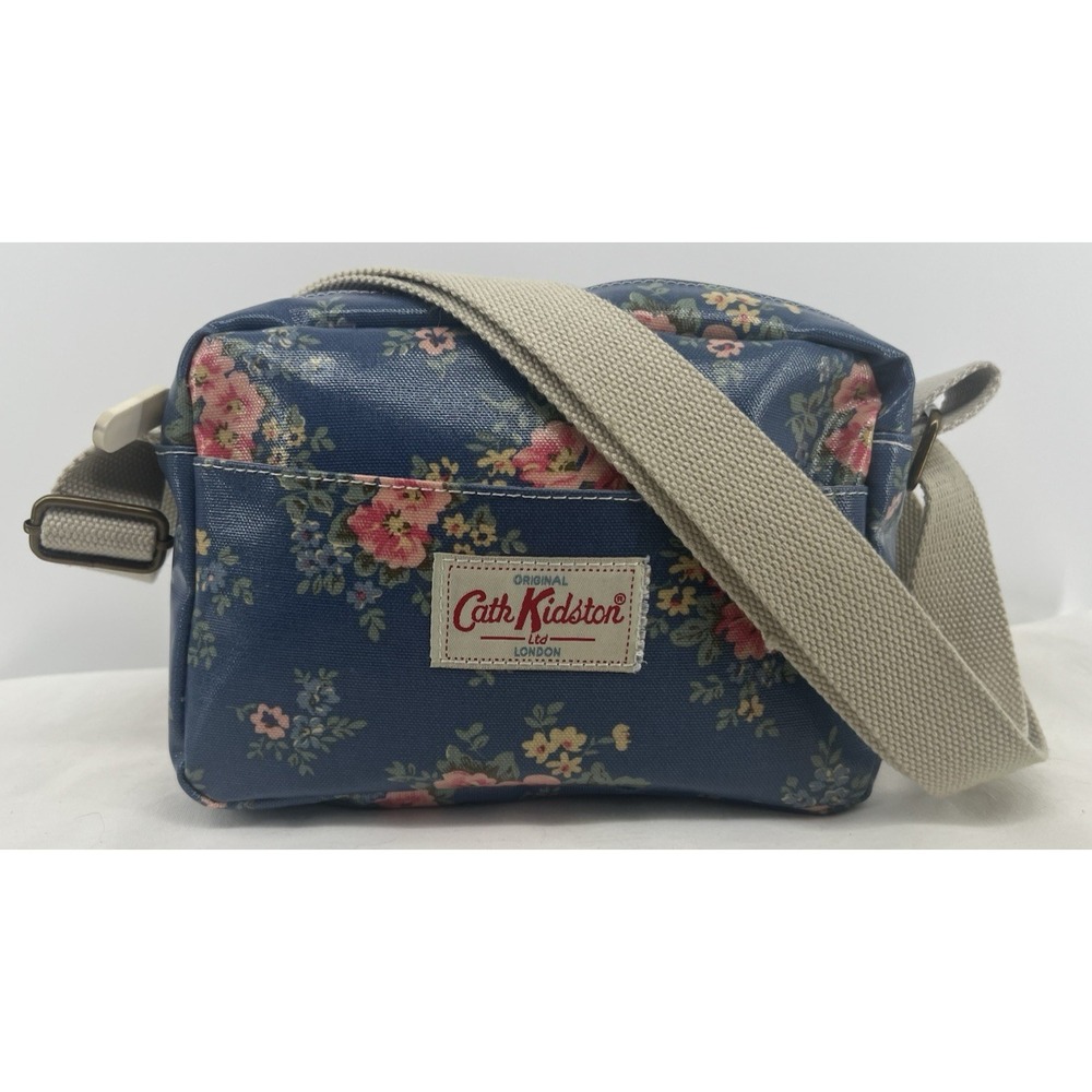 Cath Kidston Crossbody Bag Purse Pink Blue Floral 9" x 6" x 3" Coated Fabric